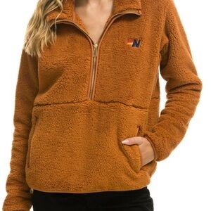 Aviator Nation Teddy half zip Jacket- whiskey